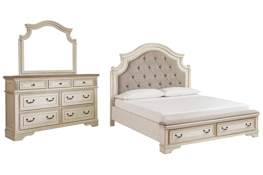 Realyn California King Upholstered Bed with Mirrored Dresser at Cloud 9 Mattress & Furniture furniture, home furnishing, home decor
