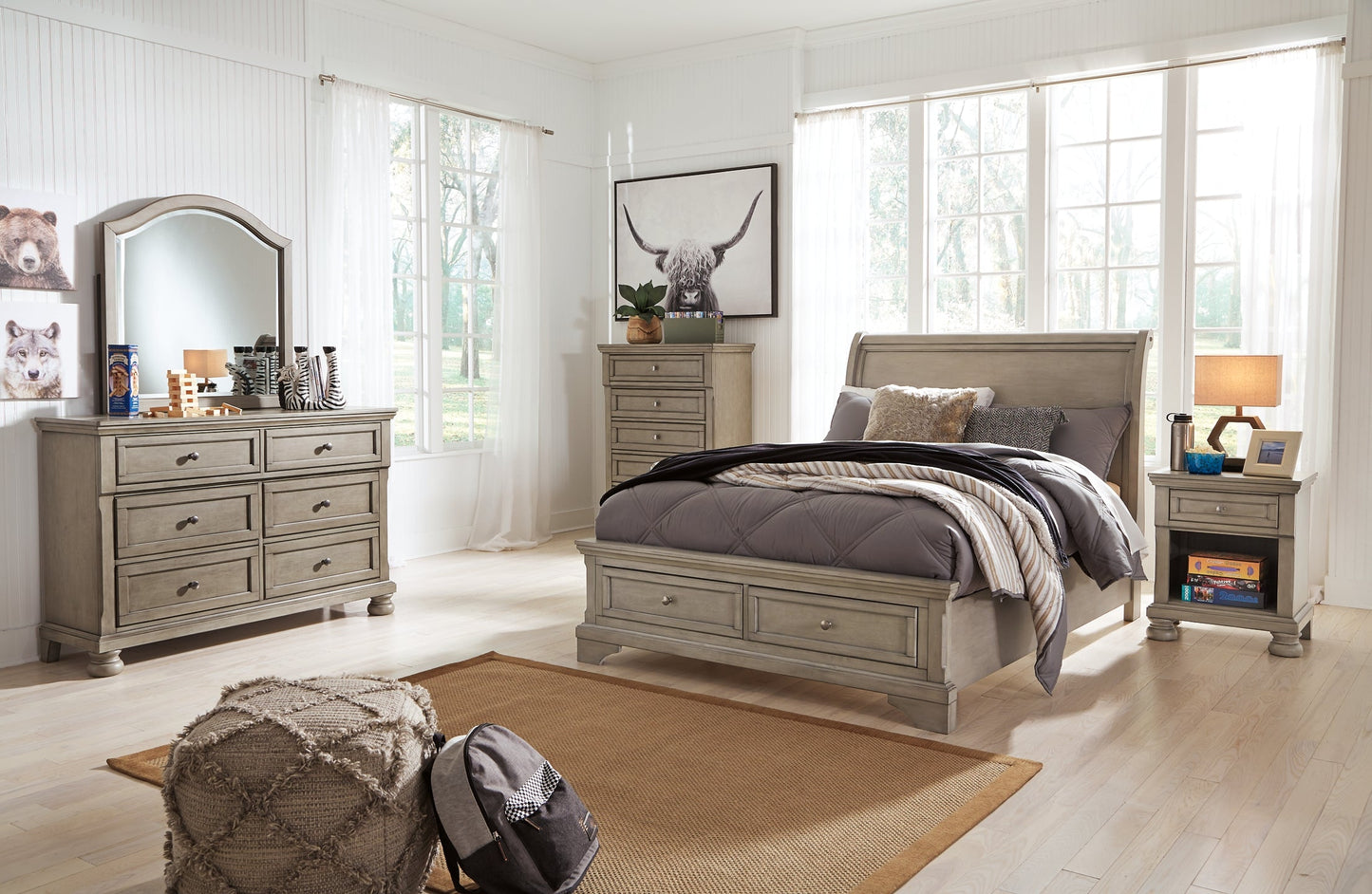 Lettner Full Sleigh Bed with Mirrored Dresser, Chest and 2 Nightstands at Cloud 9 Mattress & Furniture furniture, home furnishing, home decor