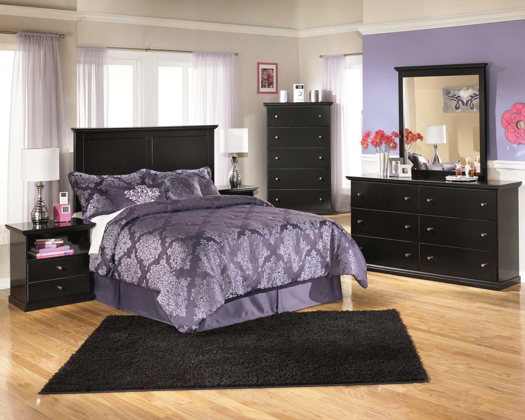 Maribel Full Panel Headboard with Mirrored Dresser and 2 Nightstands at Cloud 9 Mattress & Furniture furniture, home furnishing, home decor