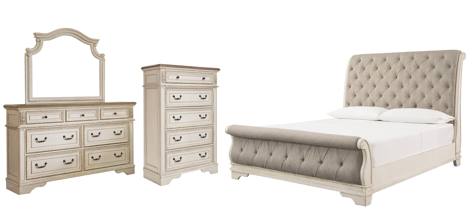 Realyn California King Sleigh Bed with Mirrored Dresser and Chest at Cloud 9 Mattress & Furniture furniture, home furnishing, home decor