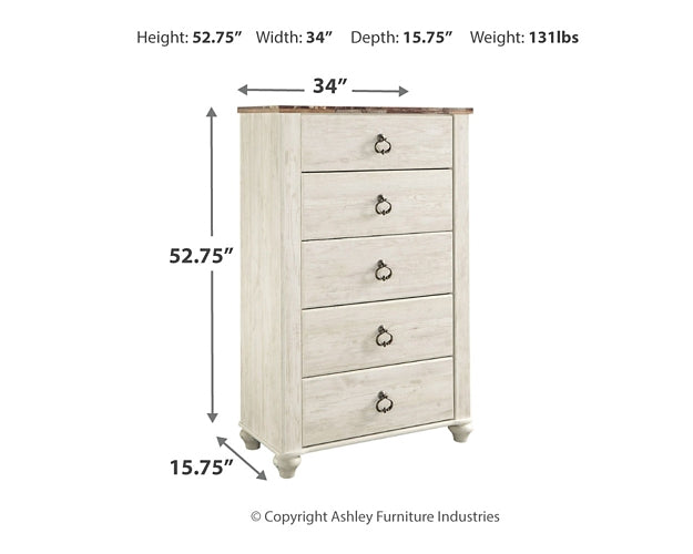 Willowton Five Drawer Chest at Cloud 9 Mattress & Furniture furniture, home furnishing, home decor
