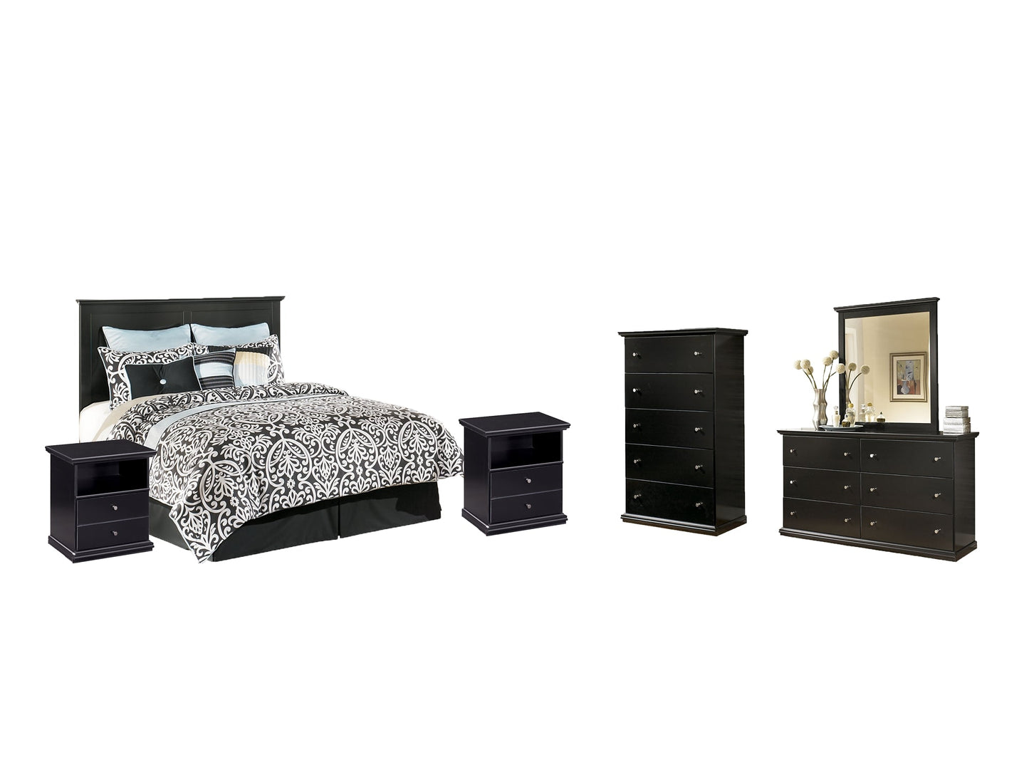 Maribel Queen/Full Panel Headboard with Mirrored Dresser, Chest and 2 Nightstands at Cloud 9 Mattress & Furniture furniture, home furnishing, home decor