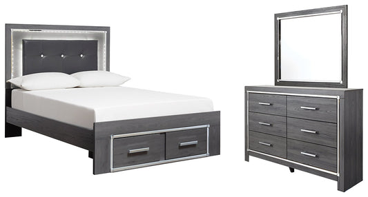 Lodanna Full Panel Bed with 2 Storage Drawers with Mirrored Dresser at Cloud 9 Mattress & Furniture furniture, home furnishing, home decor