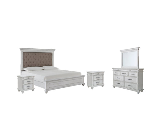 Kanwyn Queen Panel Bed with Mirrored Dresser and 2 Nightstands at Cloud 9 Mattress & Furniture furniture, home furnishing, home decor