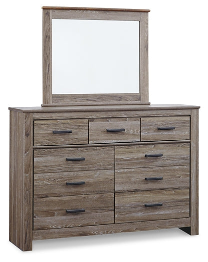 Zelen Queen Panel Bed with Mirrored Dresser and Nightstand at Cloud 9 Mattress & Furniture furniture, home furnishing, home decor