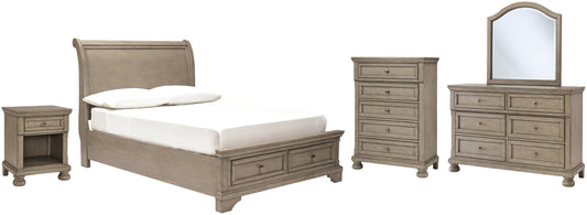 Lettner Full Sleigh Bed with Mirrored Dresser, Chest and Nightstand at Cloud 9 Mattress & Furniture furniture, home furnishing, home decor