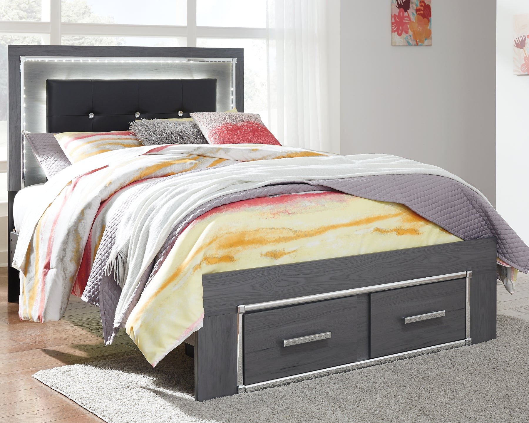 Lodanna Queen Panel Bed with 2 Storage Drawers at Cloud 9 Mattress & Furniture furniture, home furnishing, home decor