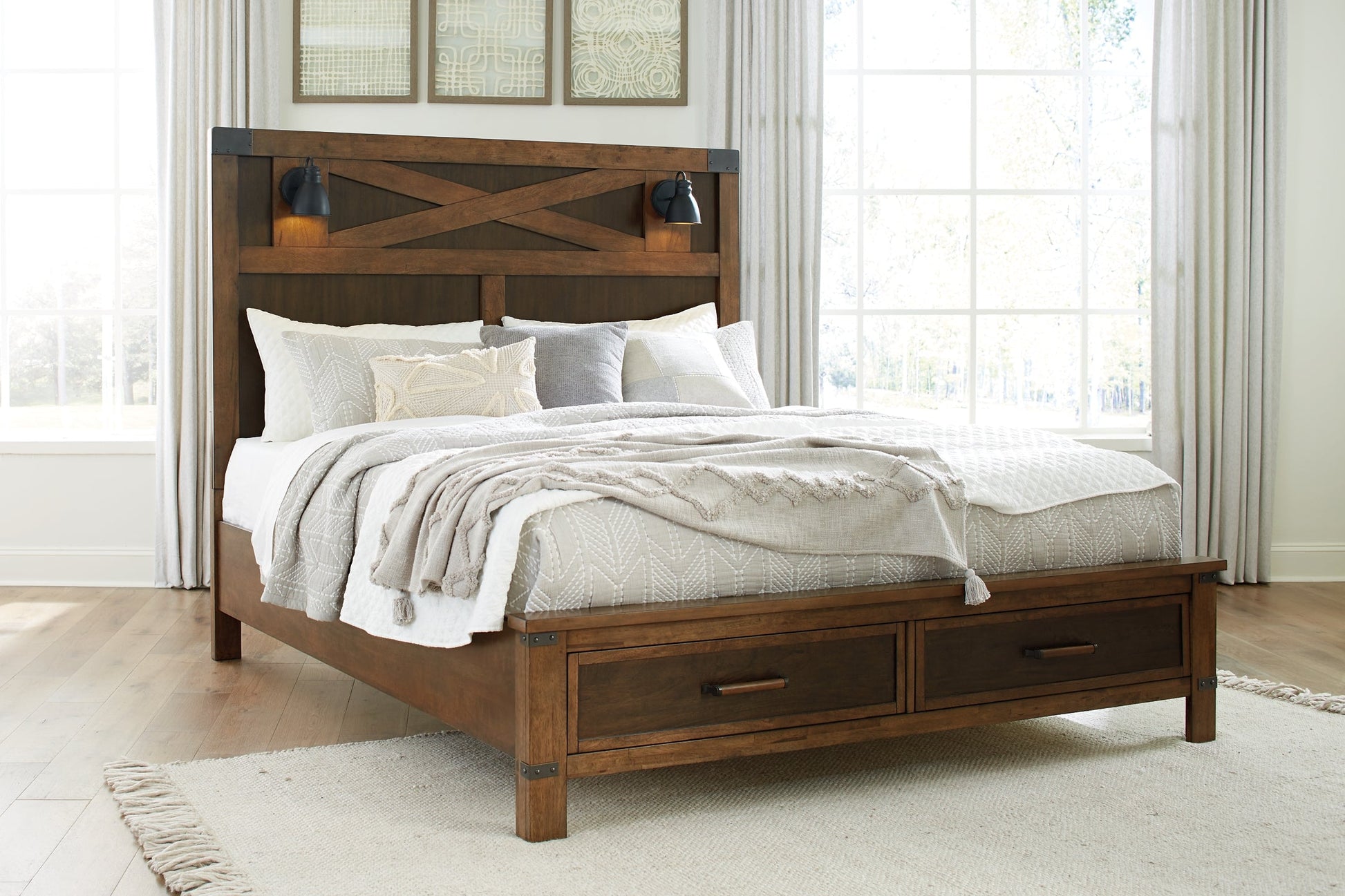 Wyattfield King Panel Bed with Mirrored Dresser and Chest at Cloud 9 Mattress & Furniture furniture, home furnishing, home decor