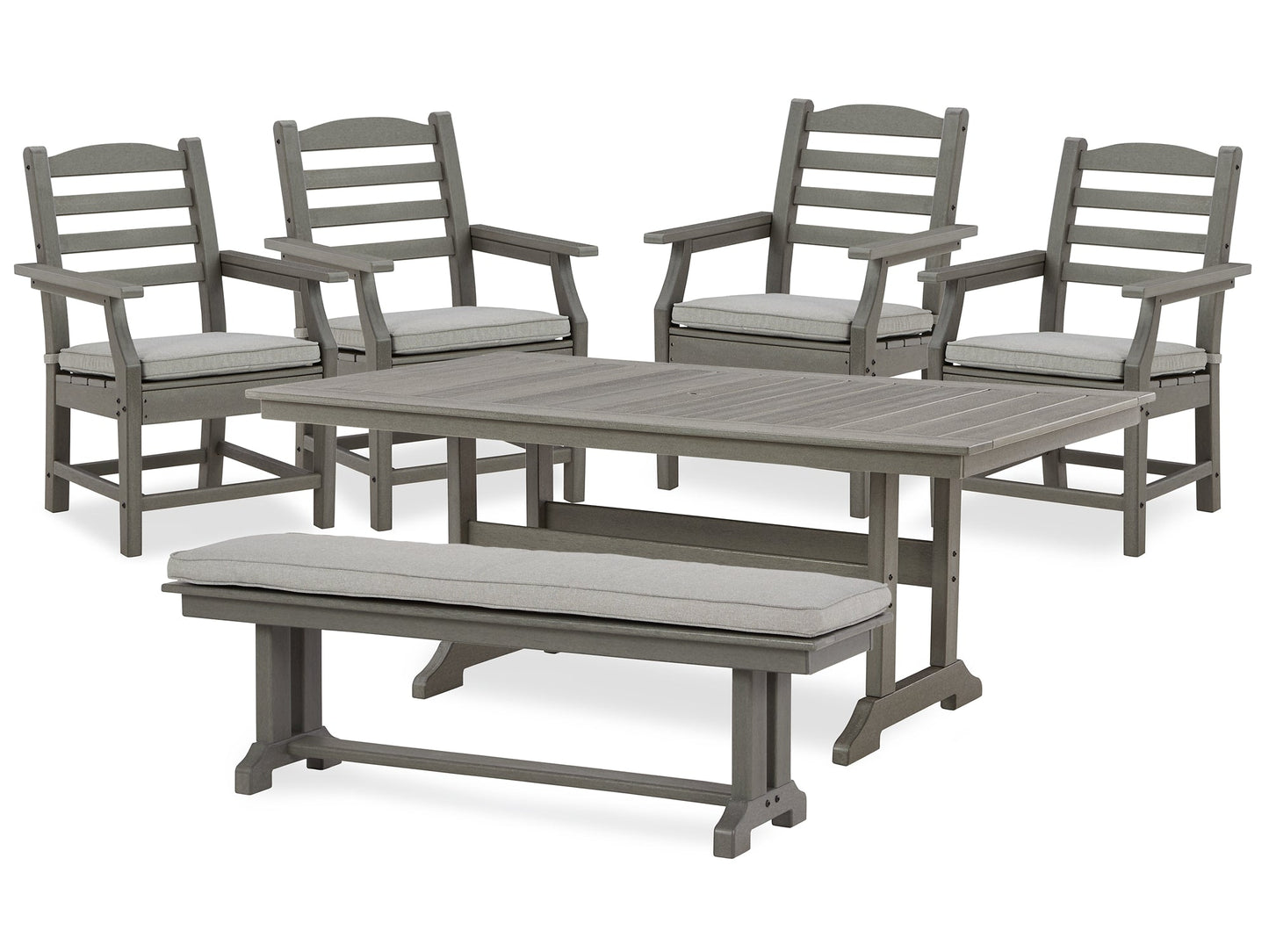 Visola Outdoor Dining Table and 4 Chairs and Bench at Cloud 9 Mattress & Furniture furniture, home furnishing, home decor