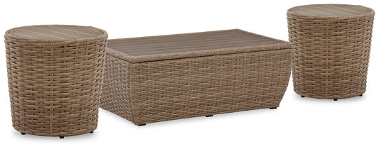 Sandy Bloom Outdoor Coffee Table with 2 End Tables at Cloud 9 Mattress & Furniture furniture, home furnishing, home decor
