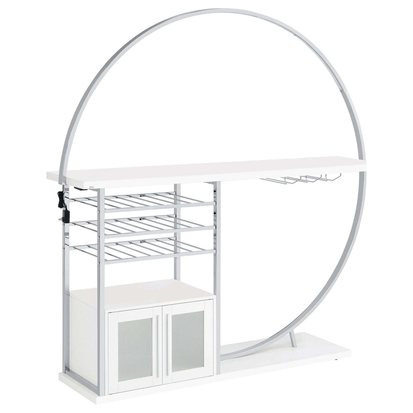 Risley 2-door Circular LED Wine Cabinet White High Gloss