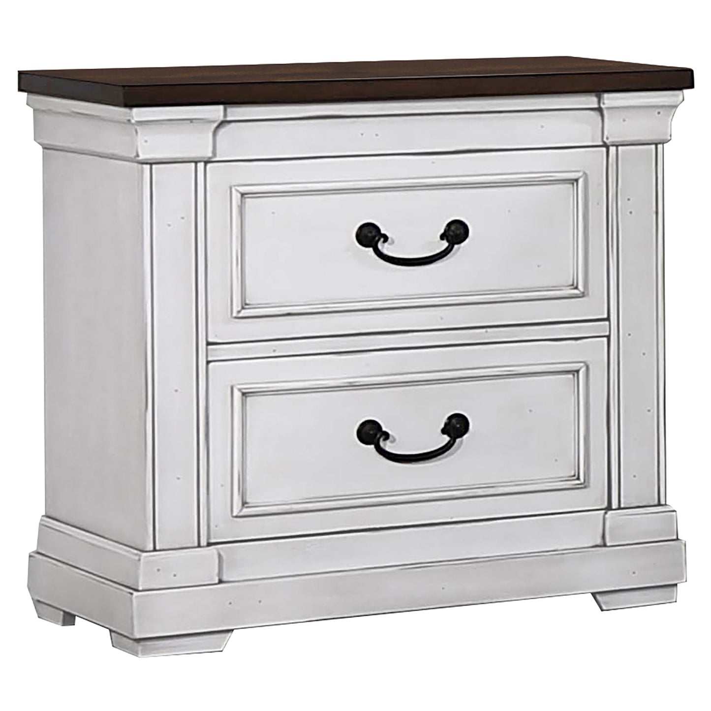 Hillcrest 2-drawer Nightstand Distressed White