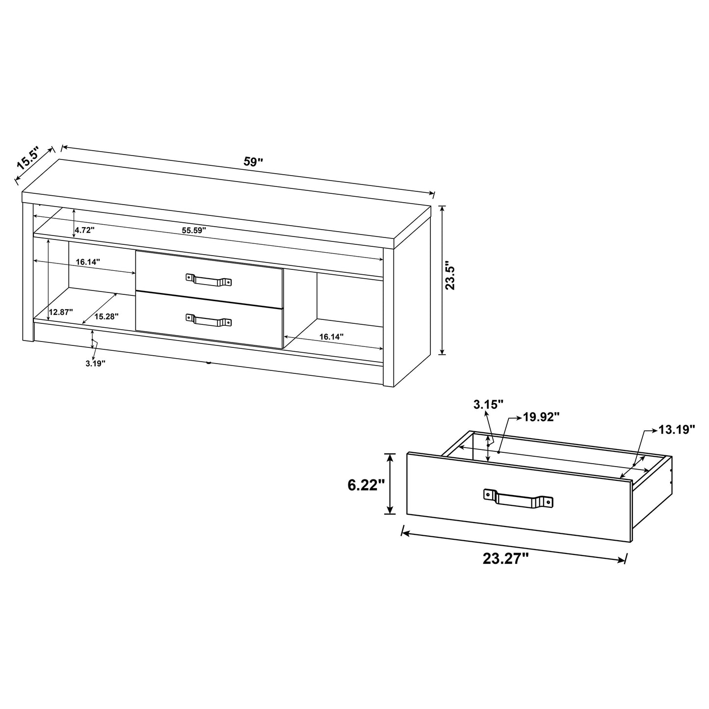 Burke 2-drawer Engineered Wood 59-inch TV Stand Grey Driftwood