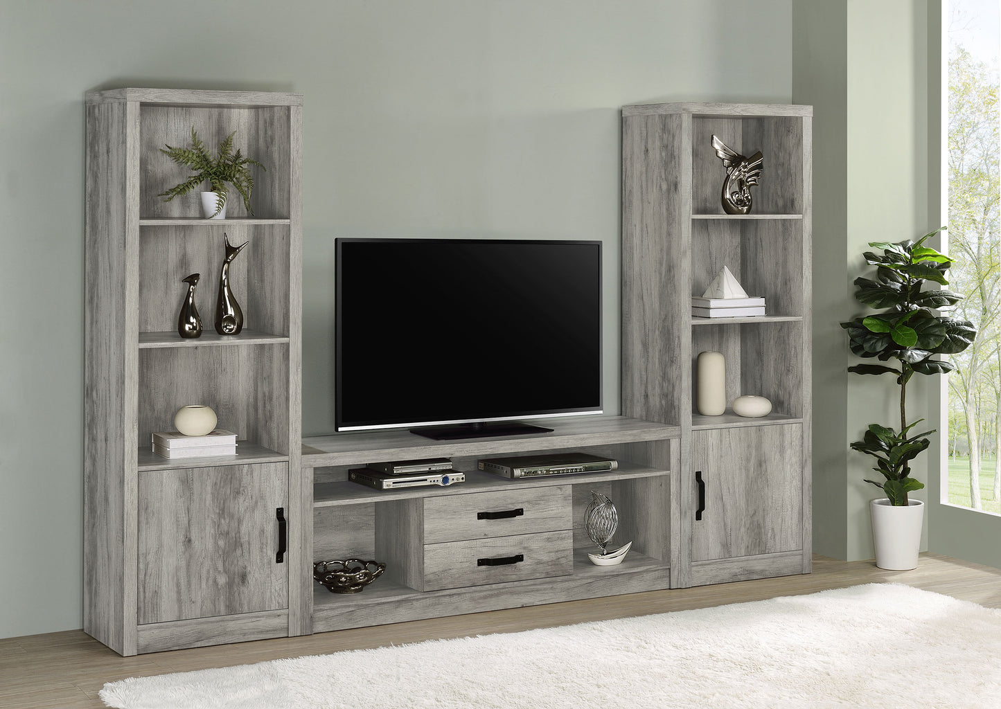 Burke 2-drawer Engineered Wood 59-inch TV Stand Grey Driftwood