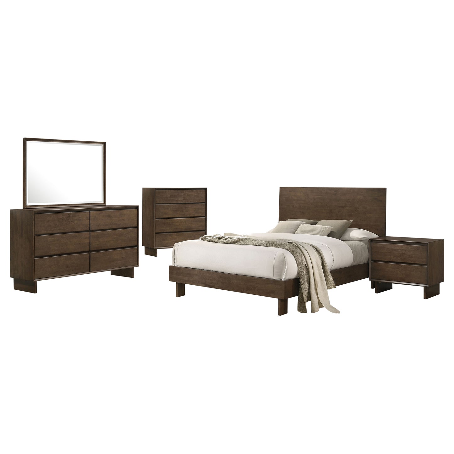 Glenwood 5-piece Queen Bedroom Set Warm Brown