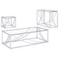 Lille 3-piece Glass Top Coffee And End Table Set Chrome