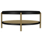Arini Round Coffee Table With Storage Shelf Black