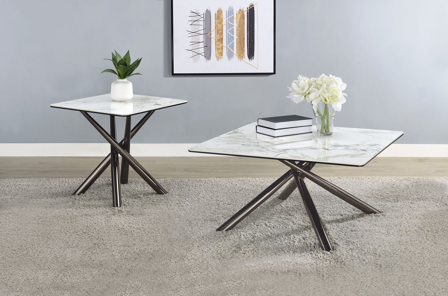 Carvell Square Sintered Stone Top Coffee Table Mirage White