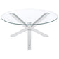 Kenzie Round Tempered Glass Top Cocktail Coffee Table Chrome