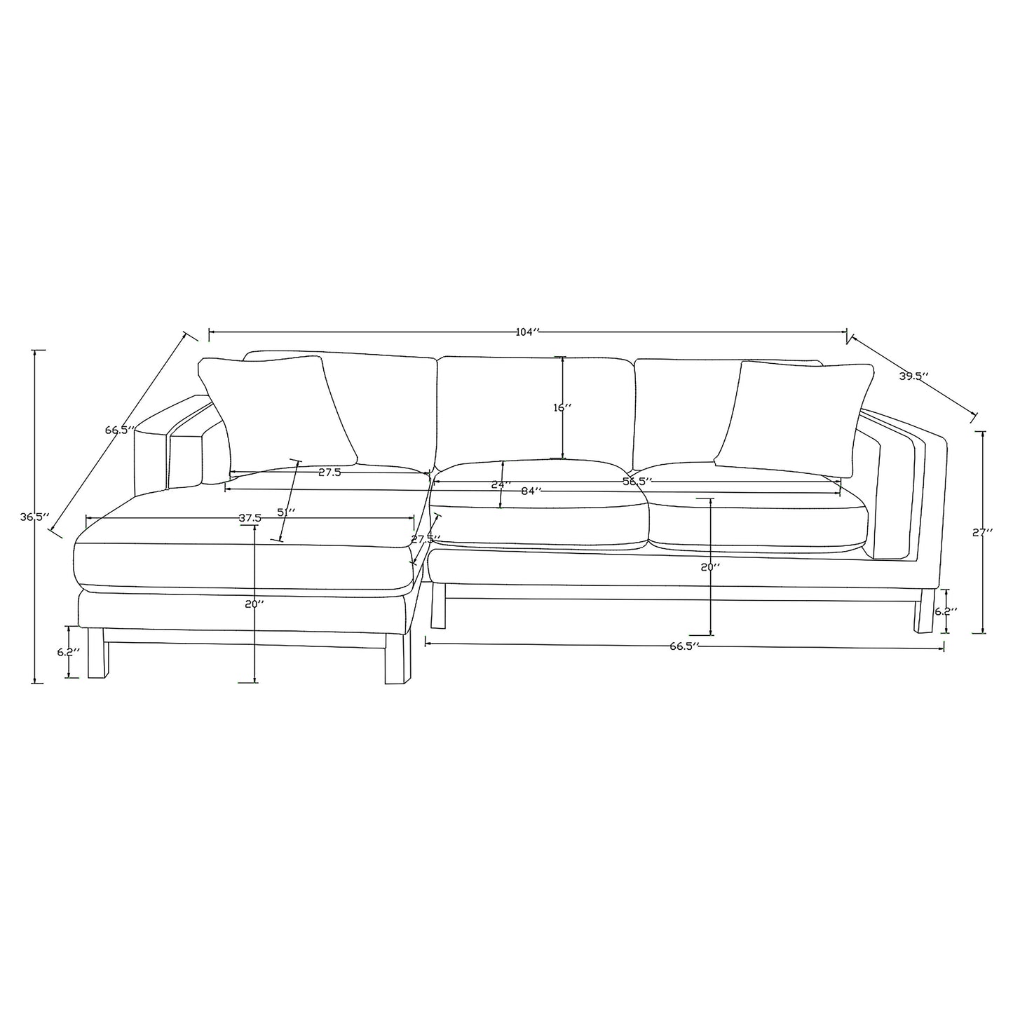 Geneva Boucle Upholstered Sectional Chaise Sofa Sand