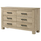 Oakglen 6-drawer Bedroom Dresser Weathered Oak