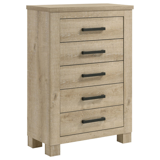 Oakglen 5-drawer Bedroom Chest of Drawers Weathered Oak