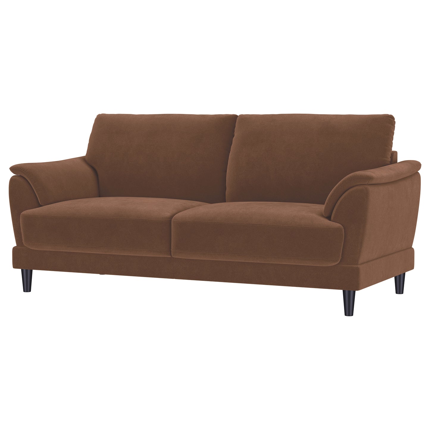 Selma Velvet Upholstered Crescent Arm Sofa Rust