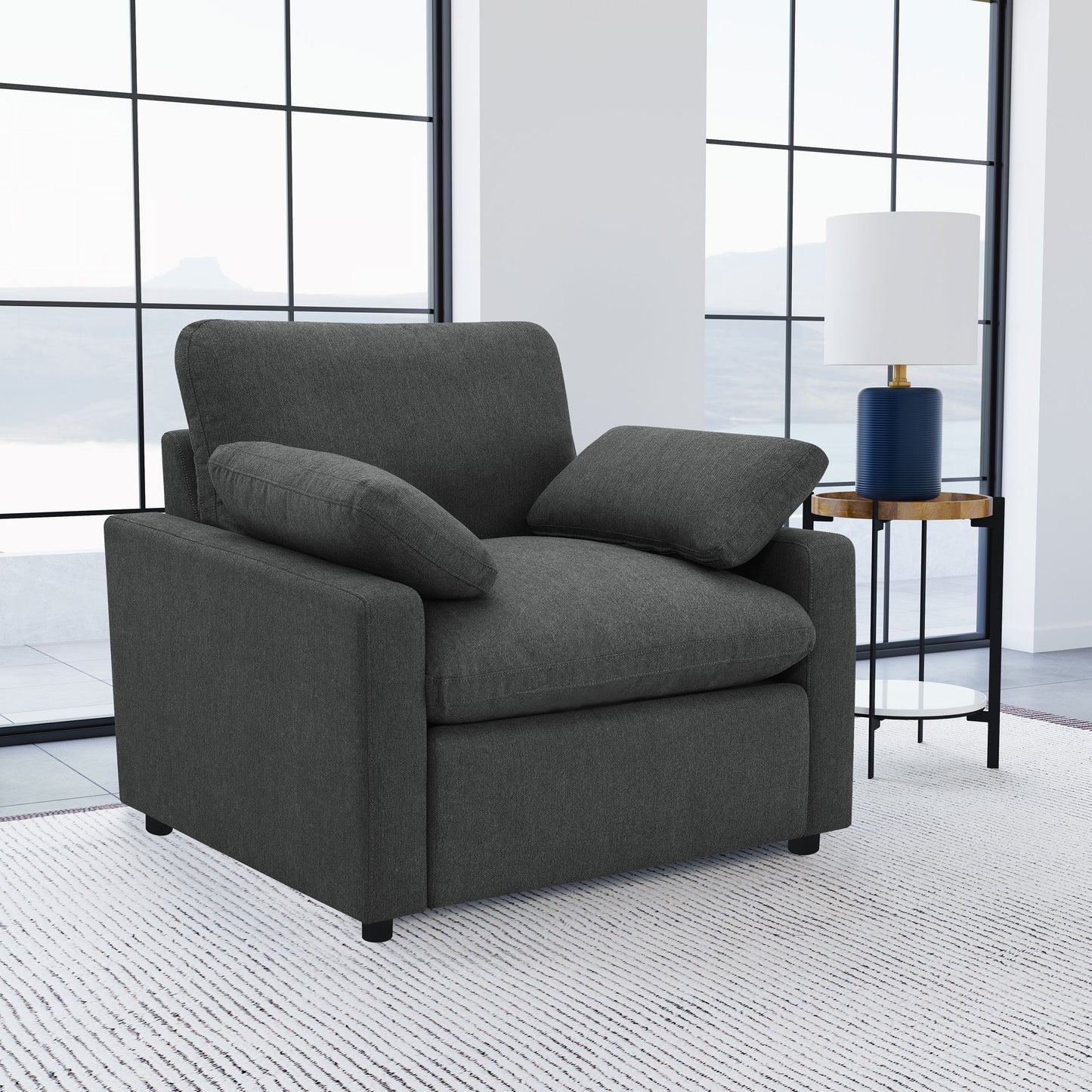 Collins Upholstered Power Recliner Chair Dark Grey
