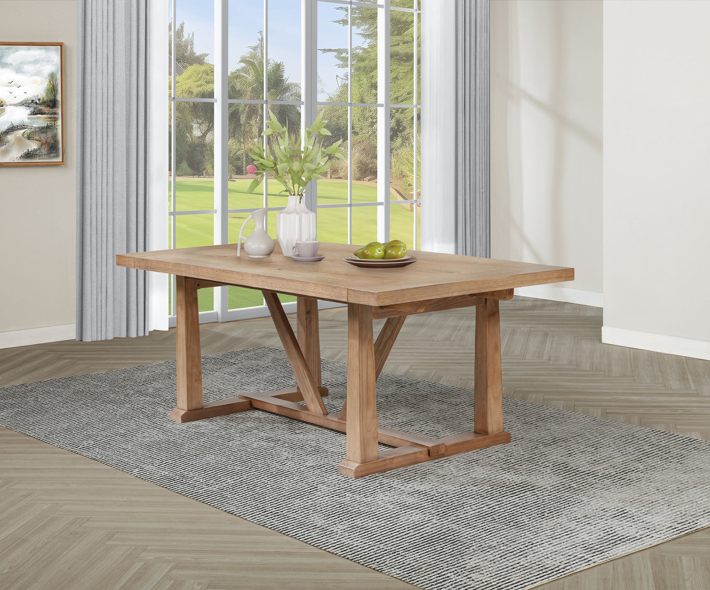 Middleton 106-inch Extension Leaf Dining Table Natural Brown