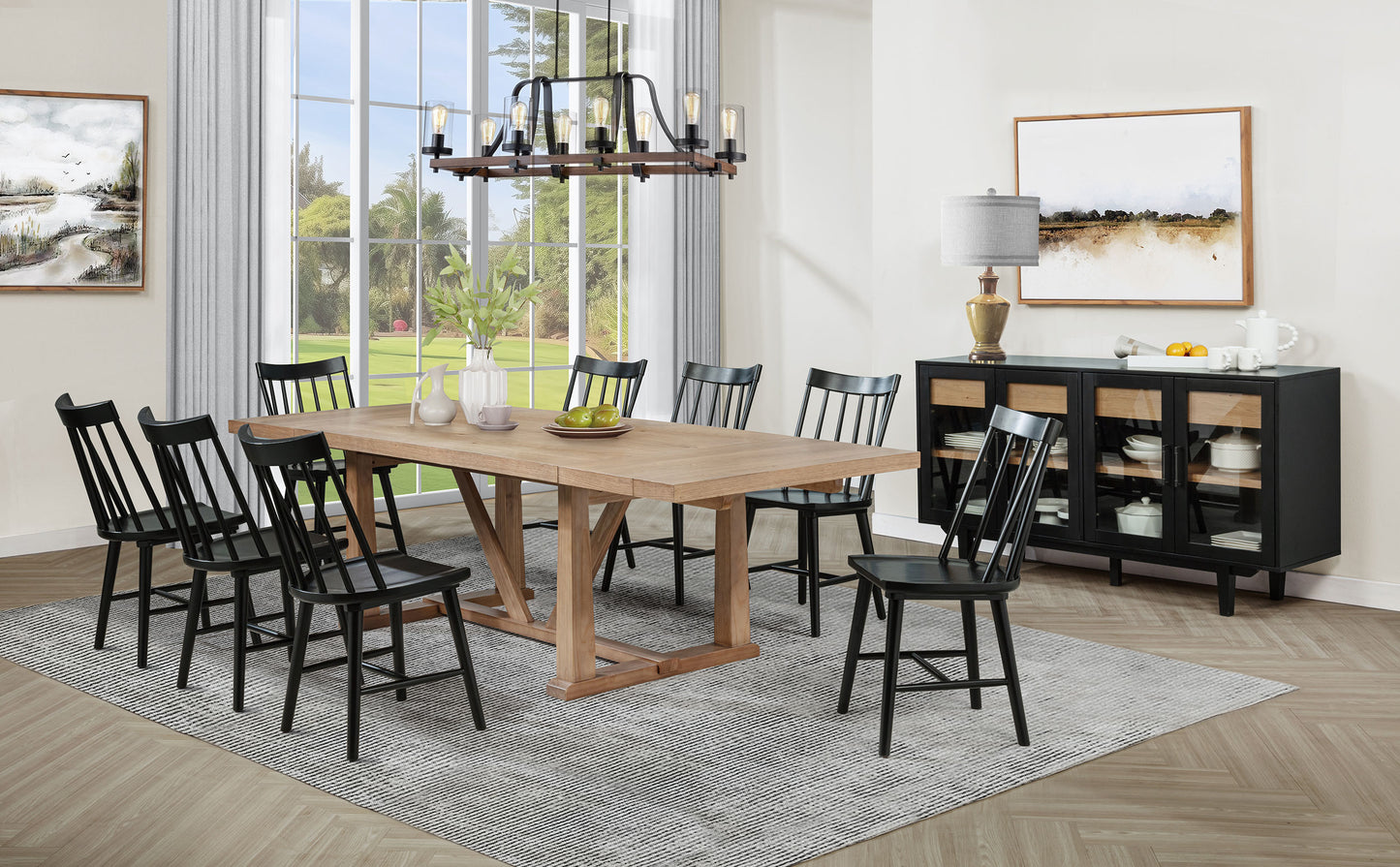 Middleton 10-piece Extension Leaf Dining Set Natural Brown and Black