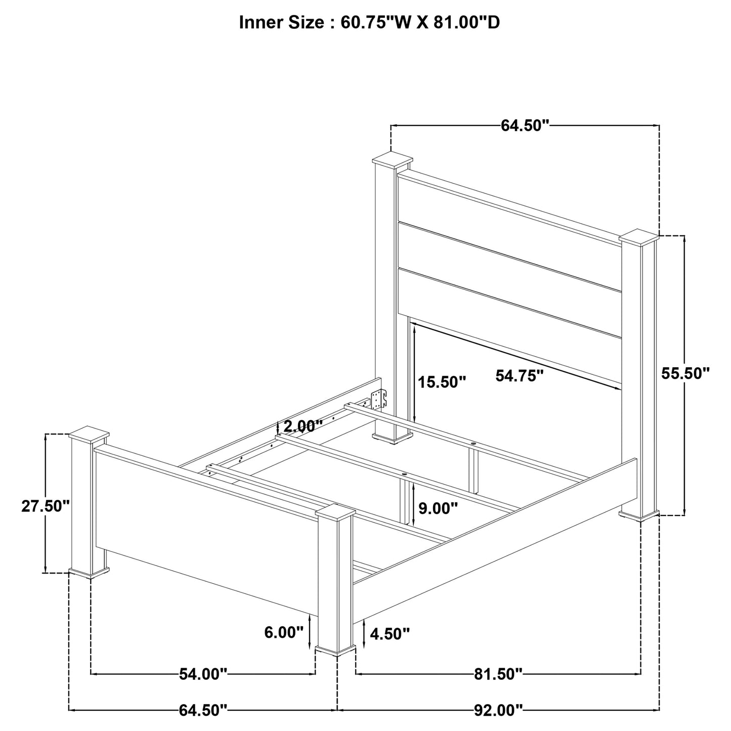 Oakglen 55-inch Queen Panel Bed Weathered Oak
