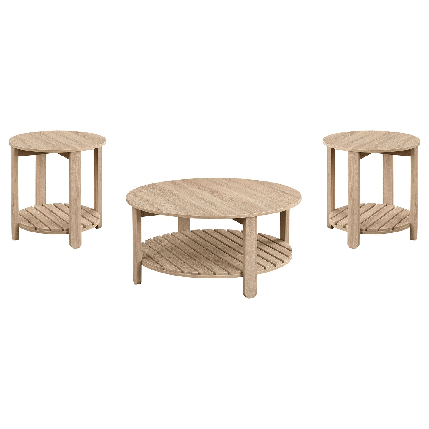 Fowler 3-piece Round Coffee and End Table Set Natural