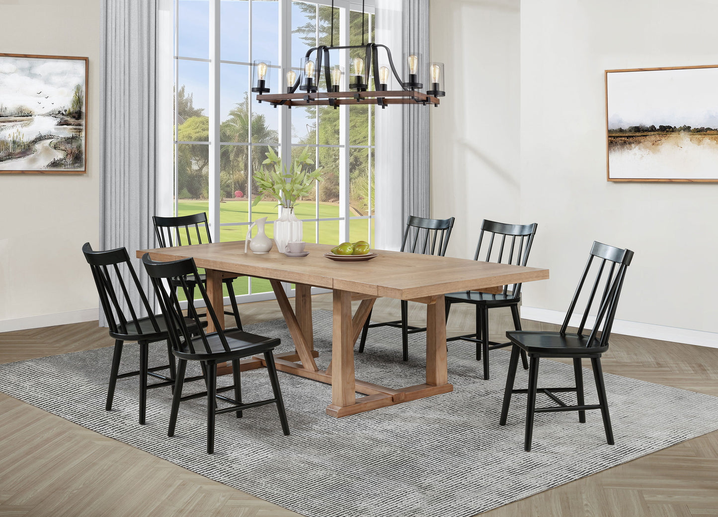 Middleton 7-piece Extension Leaf Dining Set Brown and Black