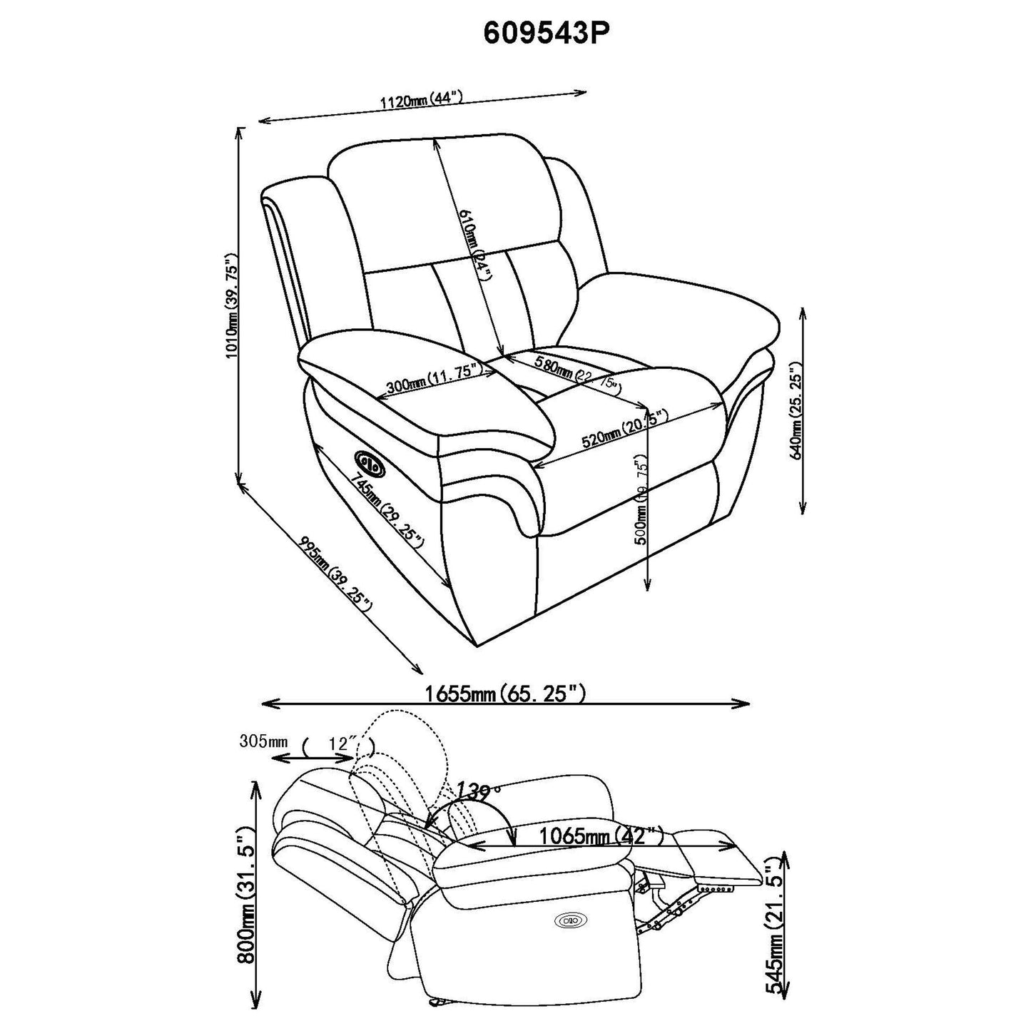 Bahrain Upholstered Power Glider Recliner Charcoal