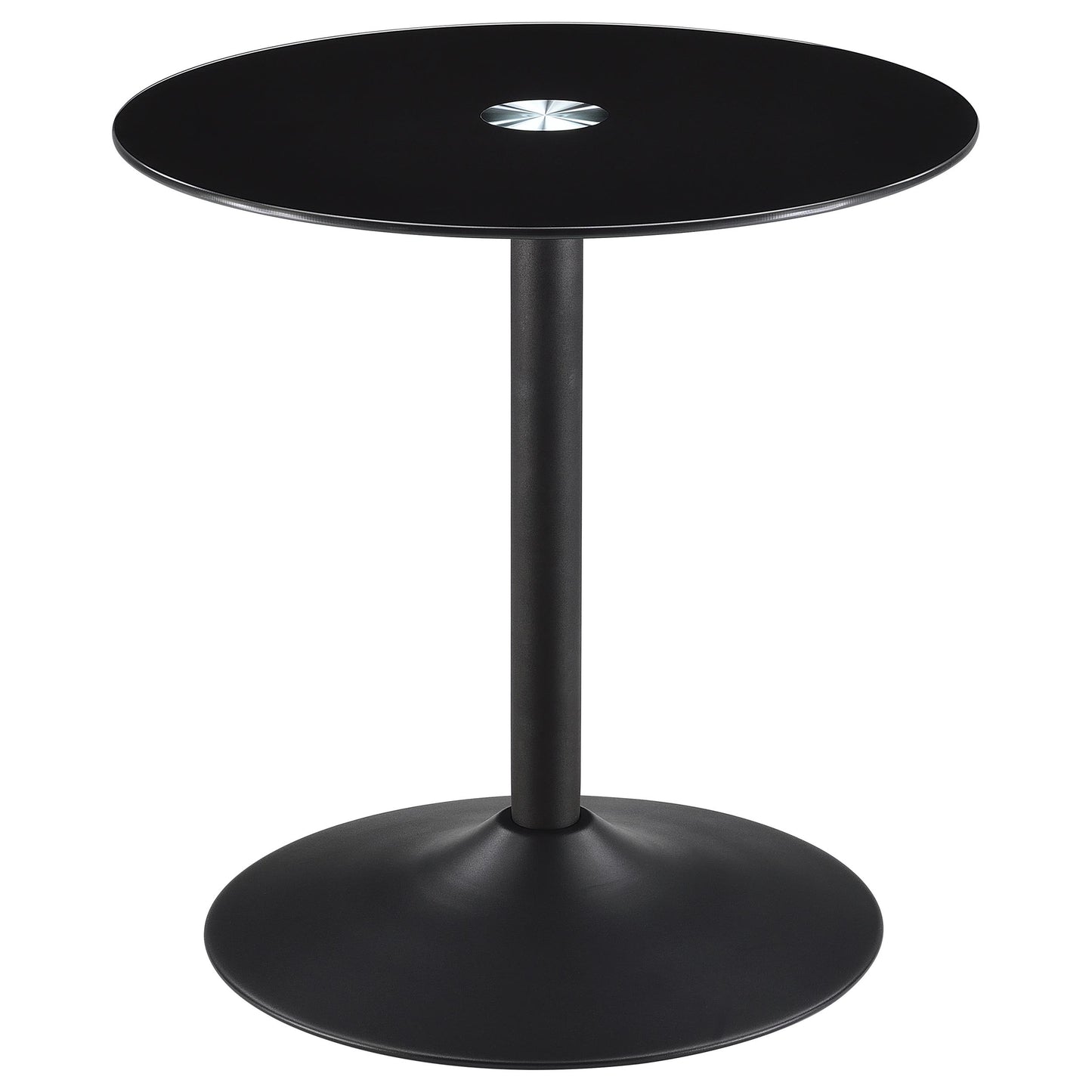 Ganso 2-piece Round Glass Top Coffee and End Table Set Black