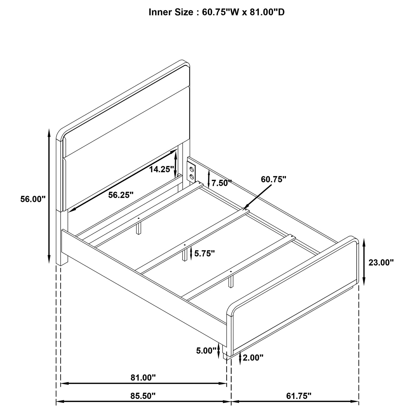 Ladera 56-inch Queen Panel Bed Light Elm