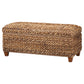 Laughton Hand-Woven Banana Leaf Storage Bench Amber