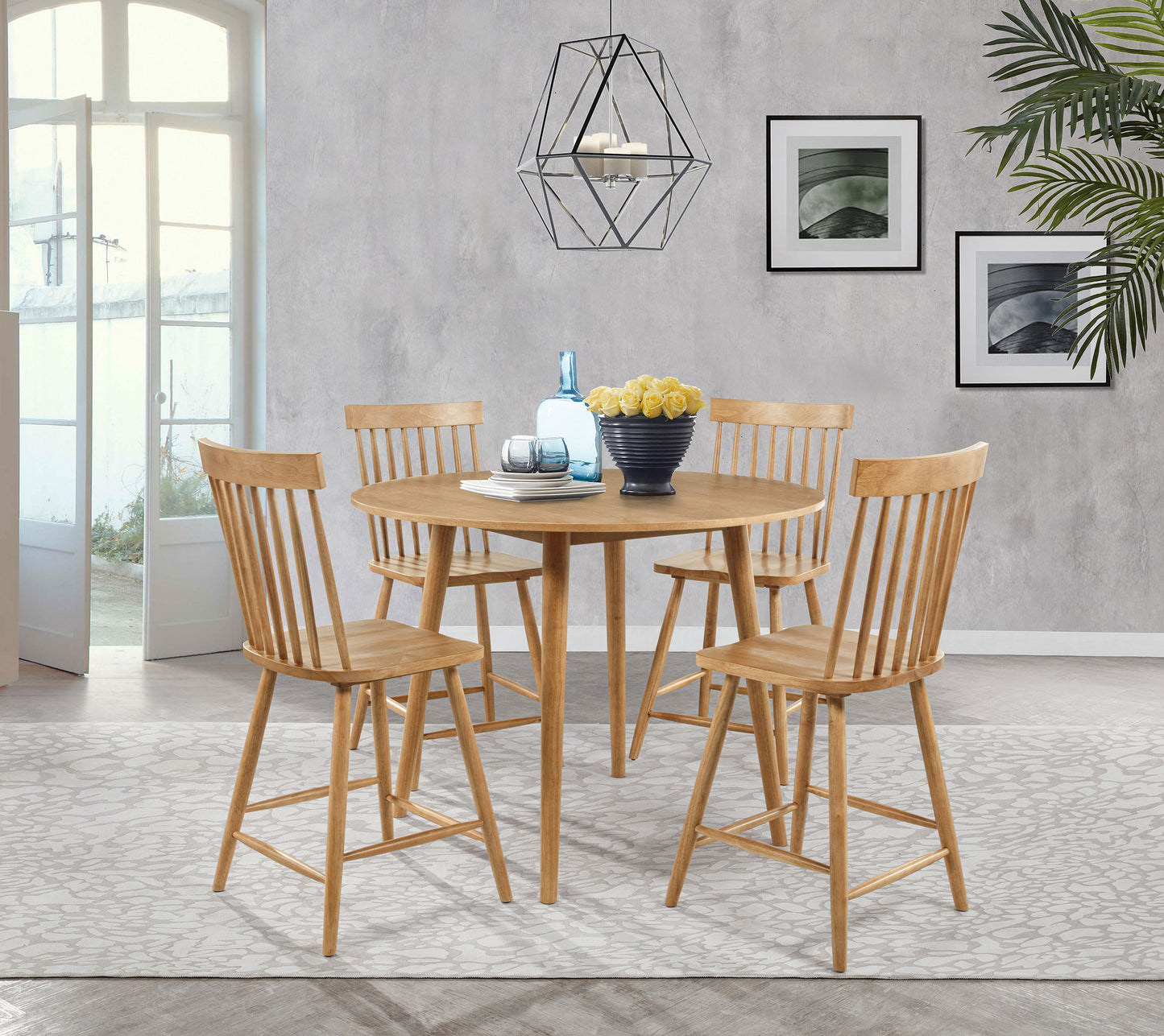 Andrews Windsor Counter Height Dining Side Chair Light Ash (Set of 2)