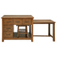 Mayfair 3-piece Kitchen Island with Extension Table Dark Oak
