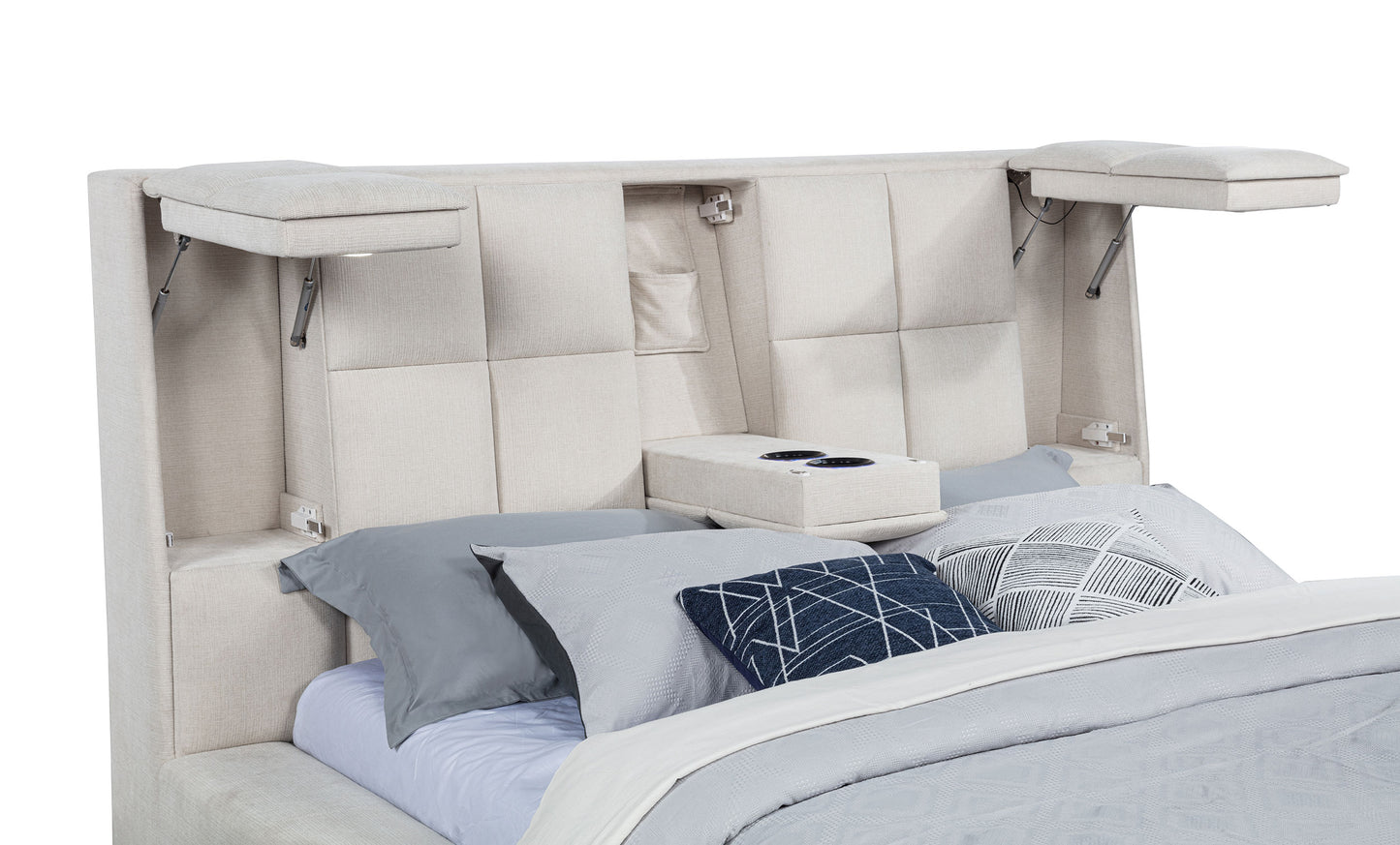 Dreux Upholstered California King Panel Platform Bed Cream