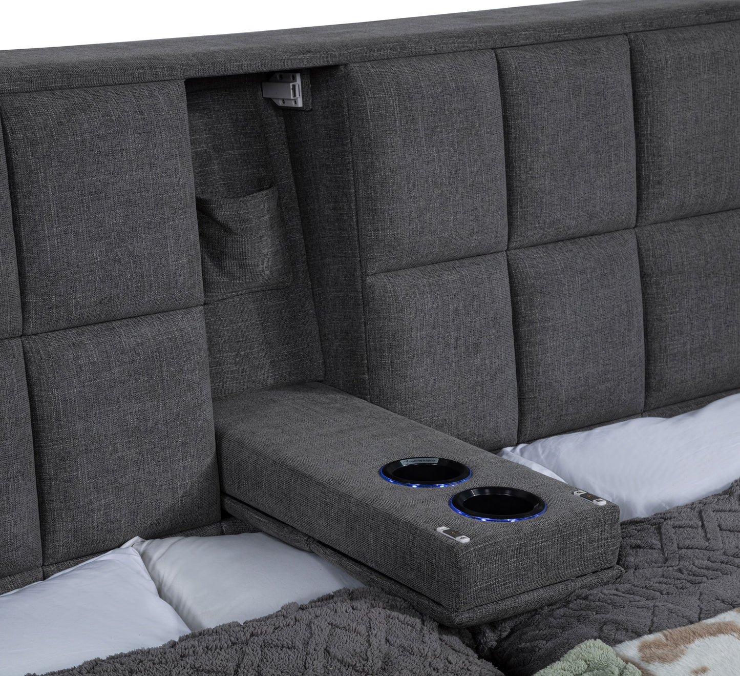 Dreux Upholstered Queen Panel Platform Bed Grey