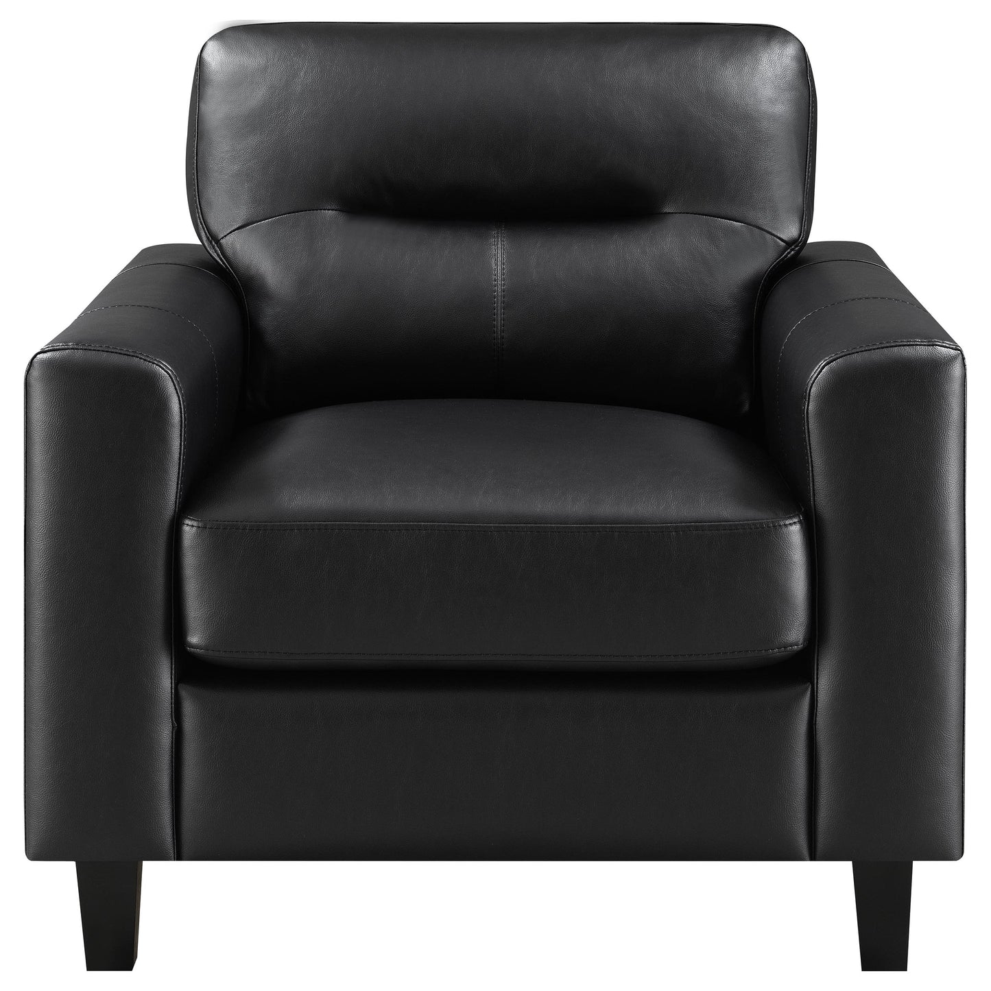 Scotland 3-piece Faux Leather Upholstered Sofa Set Black