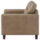 Scotland Faux Leather Upholstered Track Arm Chair Brown