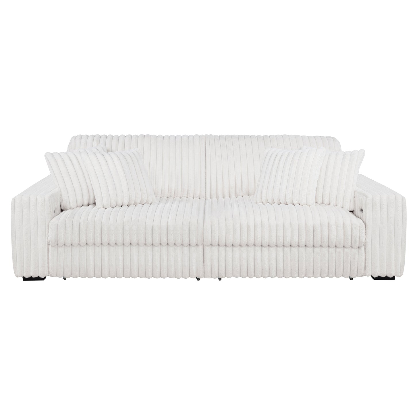 Jacana Corduroy Upholstered Dual Power Chaise Sofa Ivory
