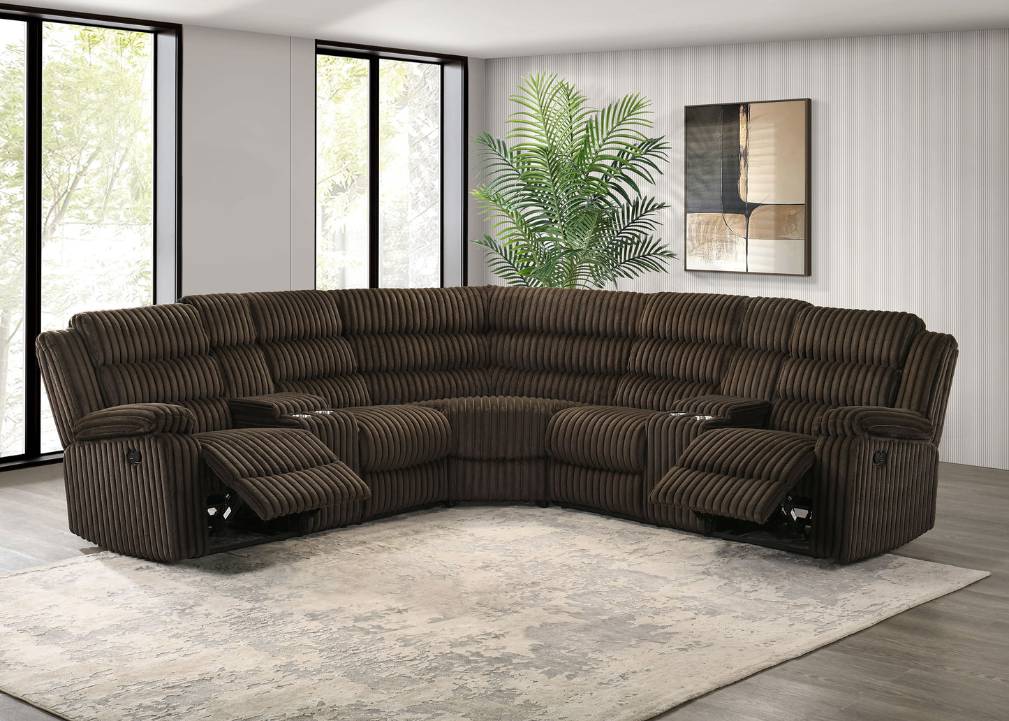 Atkinson Upholstered Reclining Sectional Sofa Chocolate