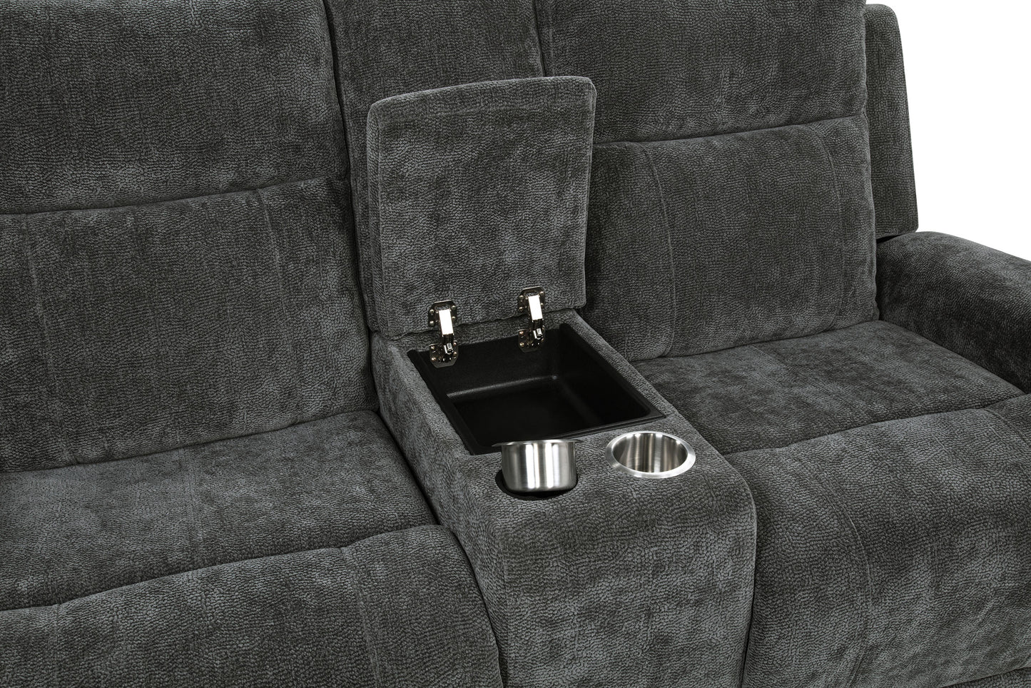 Kennett 2-piece Chenille Power Reclining Sofa Set Dark Grey