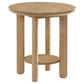 Ottowa Round Wood Side End Table with Shelf Light Oak