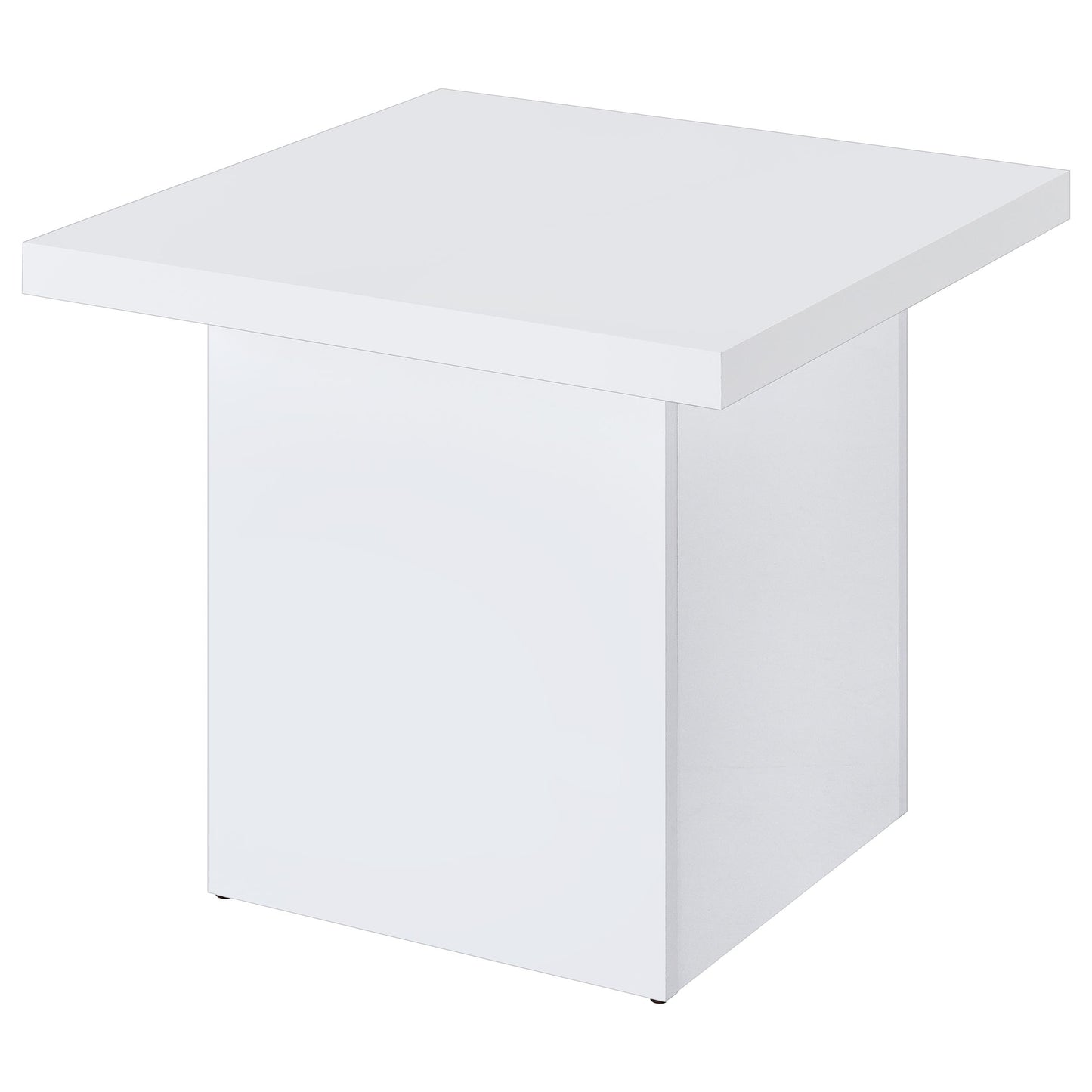 Devar Square Engineered Wood Side End Table White High Gloss