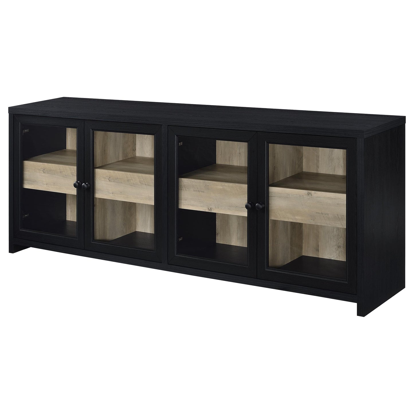 Denison 79-inch 4-door TV Stand Media Console Black