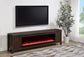 Carey 79-inch TV Stand Fireplace Media Console Dark Pine